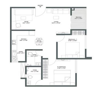 Embassy Springs 2 BHK floor plan
