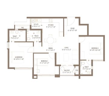 Embassy Springs 3 BHK floor plan